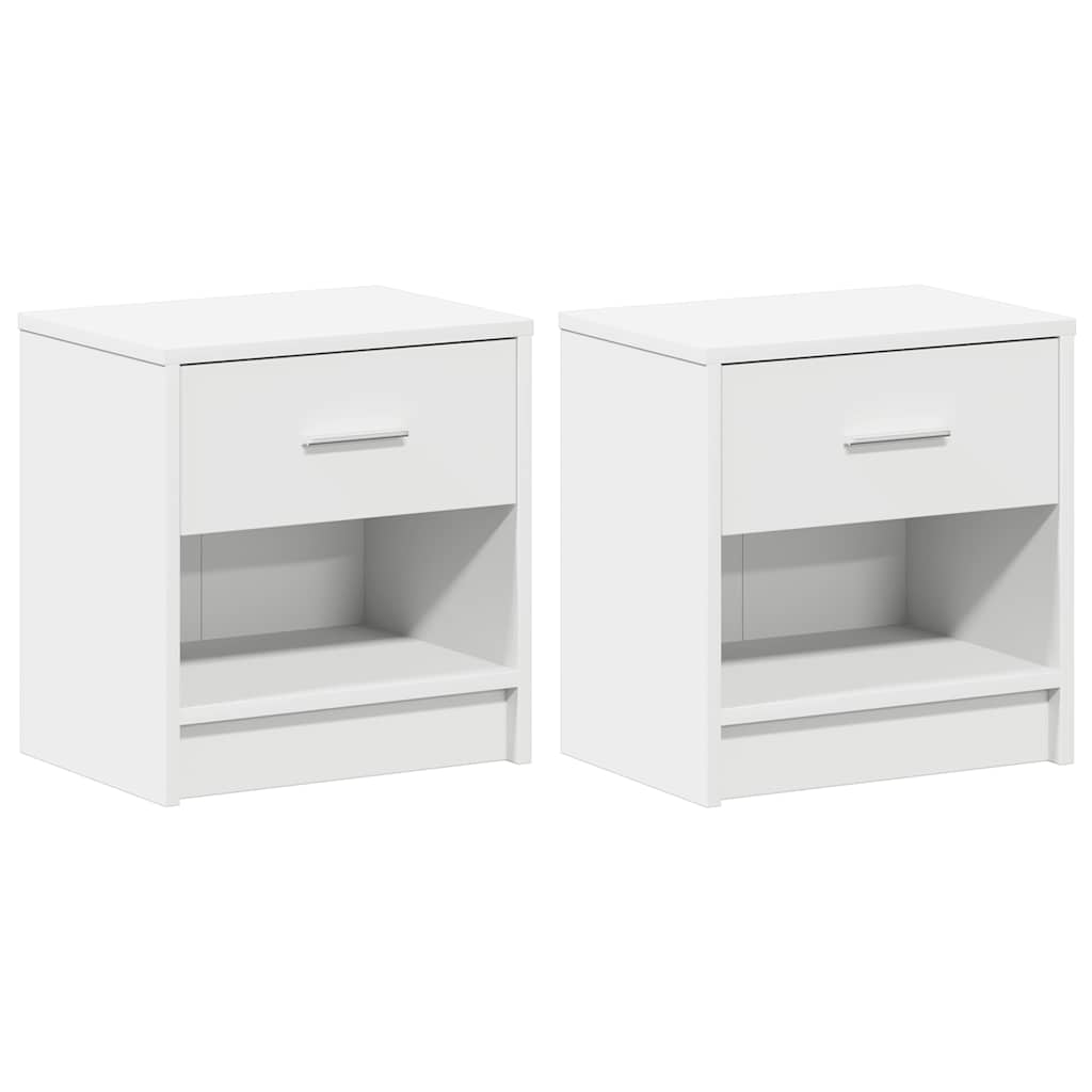 vidaXL Κομοδίνα 2 τεμ. με Συρτάρι Λευκά 39x28x41 εκ.