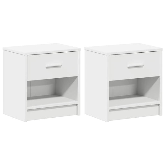 vidaXL Κομοδίνα 2 τεμ. με Συρτάρι Λευκά 39x28x41 εκ.