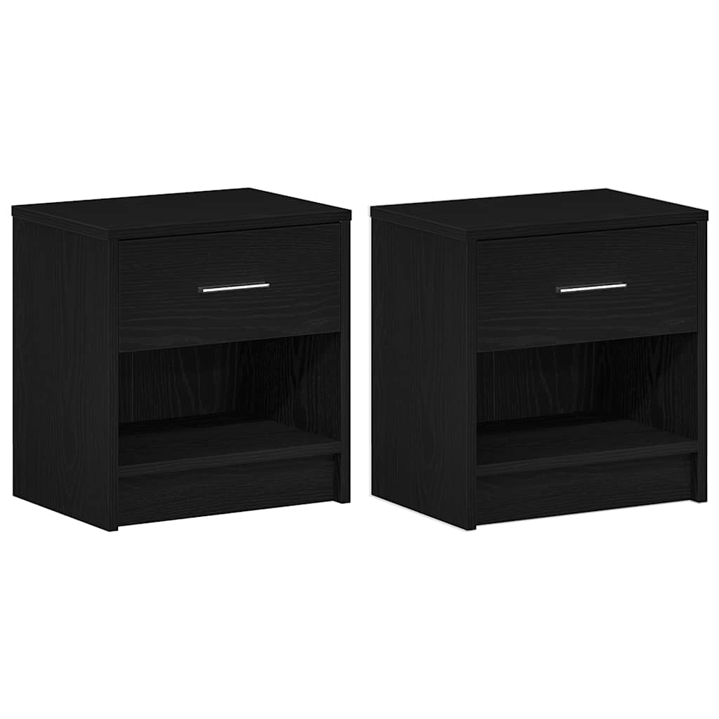 vidaXL Κομοδίνα 2 τεμ. με Συρτάρι Μαύρα 39x28x41 εκ.