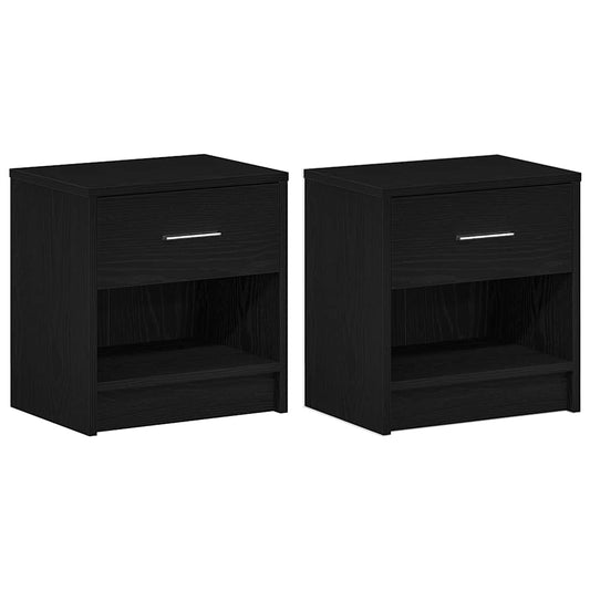 vidaXL Κομοδίνα 2 τεμ. με Συρτάρι Μαύρα 39x28x41 εκ.
