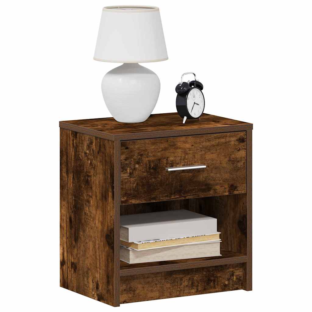 vidaXL Κομοδίνο με Συρτάρι σε Καπνιστή Δρυς 39 x 28 x 41 εκ.