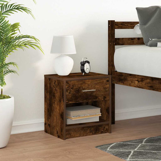 vidaXL Κομοδίνο με Συρτάρι σε Καπνιστή Δρυς 39 x 28 x 41 εκ.