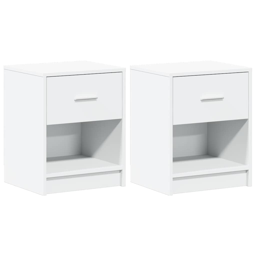 vidaXL Κομοδίνα 2 τεμ. με Συρτάρι Λευκά 40x34x50 εκ.