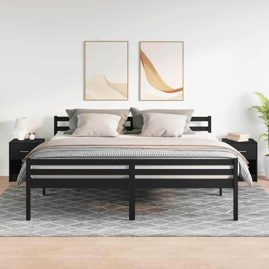 vidaXL Κομοδίνα 2 τεμ. με Συρτάρι Μαύρα 40x34x50 εκ.