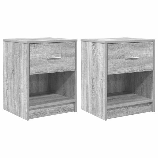 vidaXL Κομοδίνα 2 τεμ. με Συρτάρι Γκρι Sonoma 40x34x50 εκ.