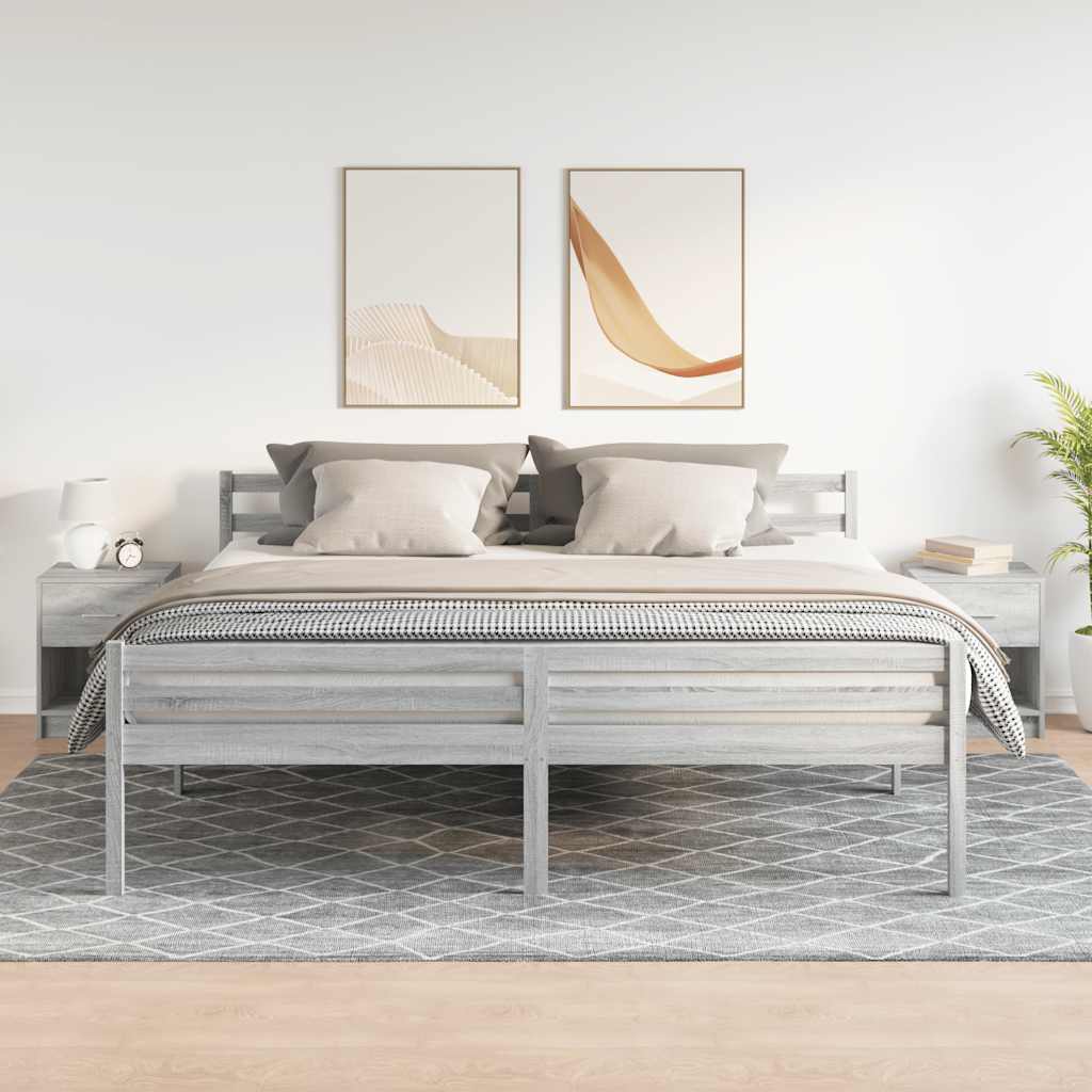 vidaXL Κομοδίνα 2 τεμ. με Συρτάρι Γκρι Sonoma 40x34x50 εκ.