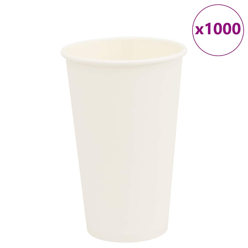 vidaXL Χάρτινα κύπελλα καφέ 1000 τεμάχια 16oz 400ml Λευκό