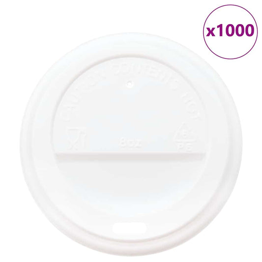 vidaXL Χάρτινα καπάκια καφέ Ø80 mm 8oz 1000 τεμάχια Λευκό πλαστικό