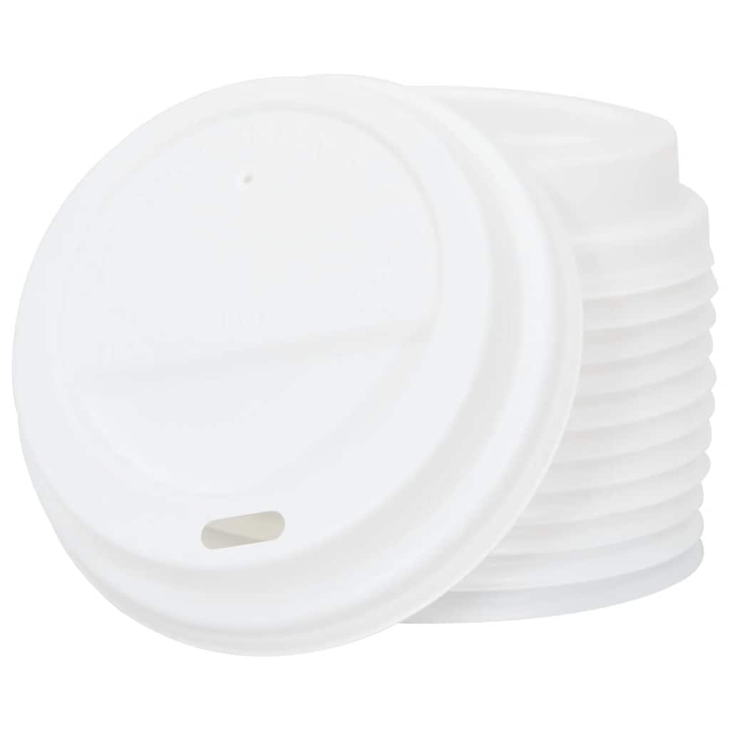 vidaXL Χάρτινα καπάκια καφέ Ø80 mm 8oz 1000 τεμάχια Λευκό πλαστικό