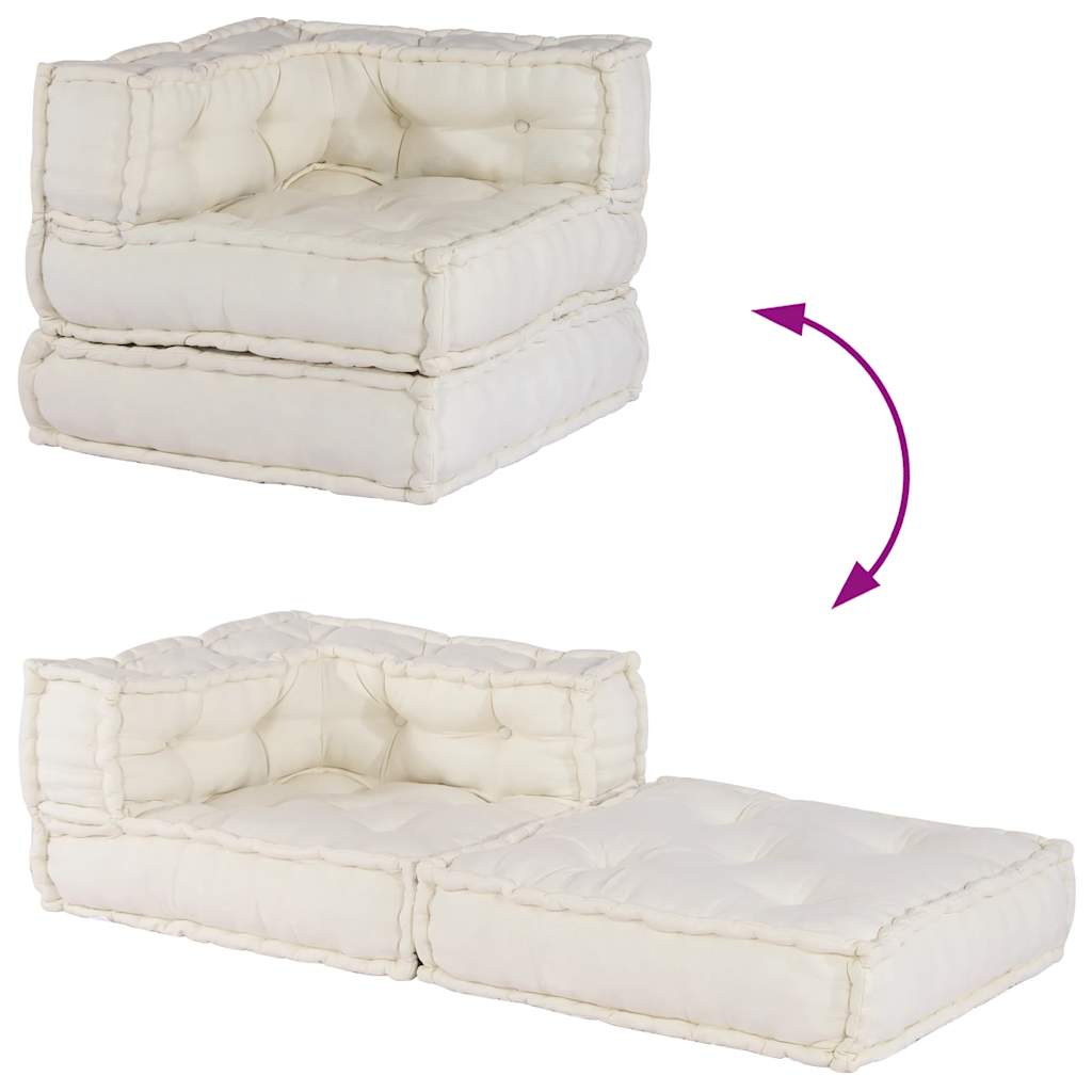 vidaXL Modular Pouffe Cream 70x70x54 ύφασμα