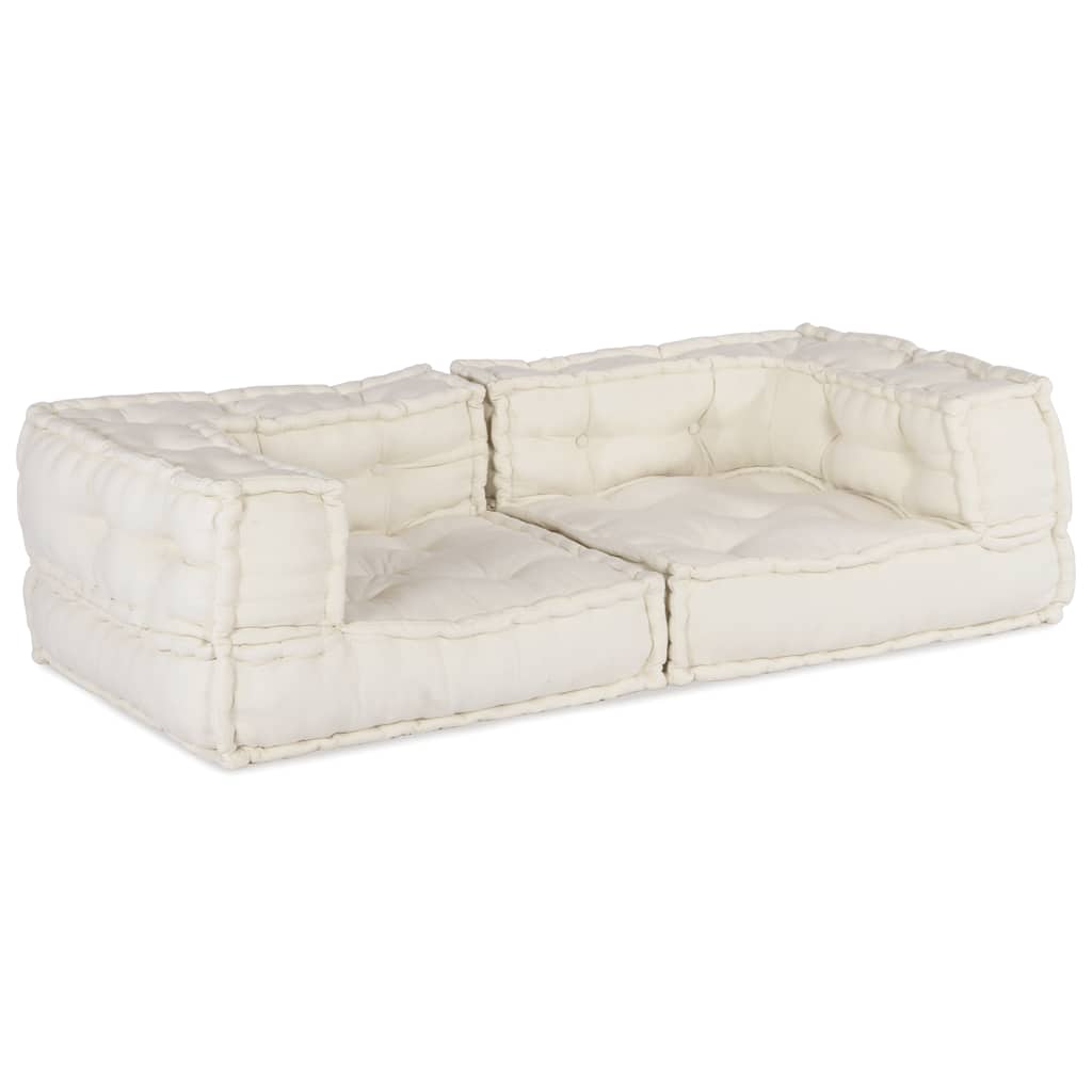 vidaXL Modular Pouffe Cream 140x70x36 ύφασμα