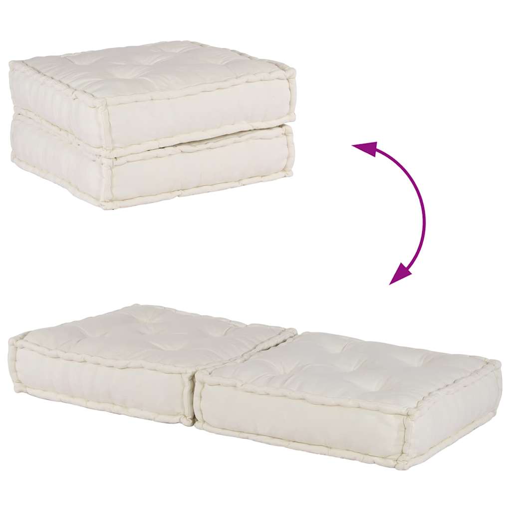 vidaXL Modular Pouffe Cream 140x70x36 ύφασμα