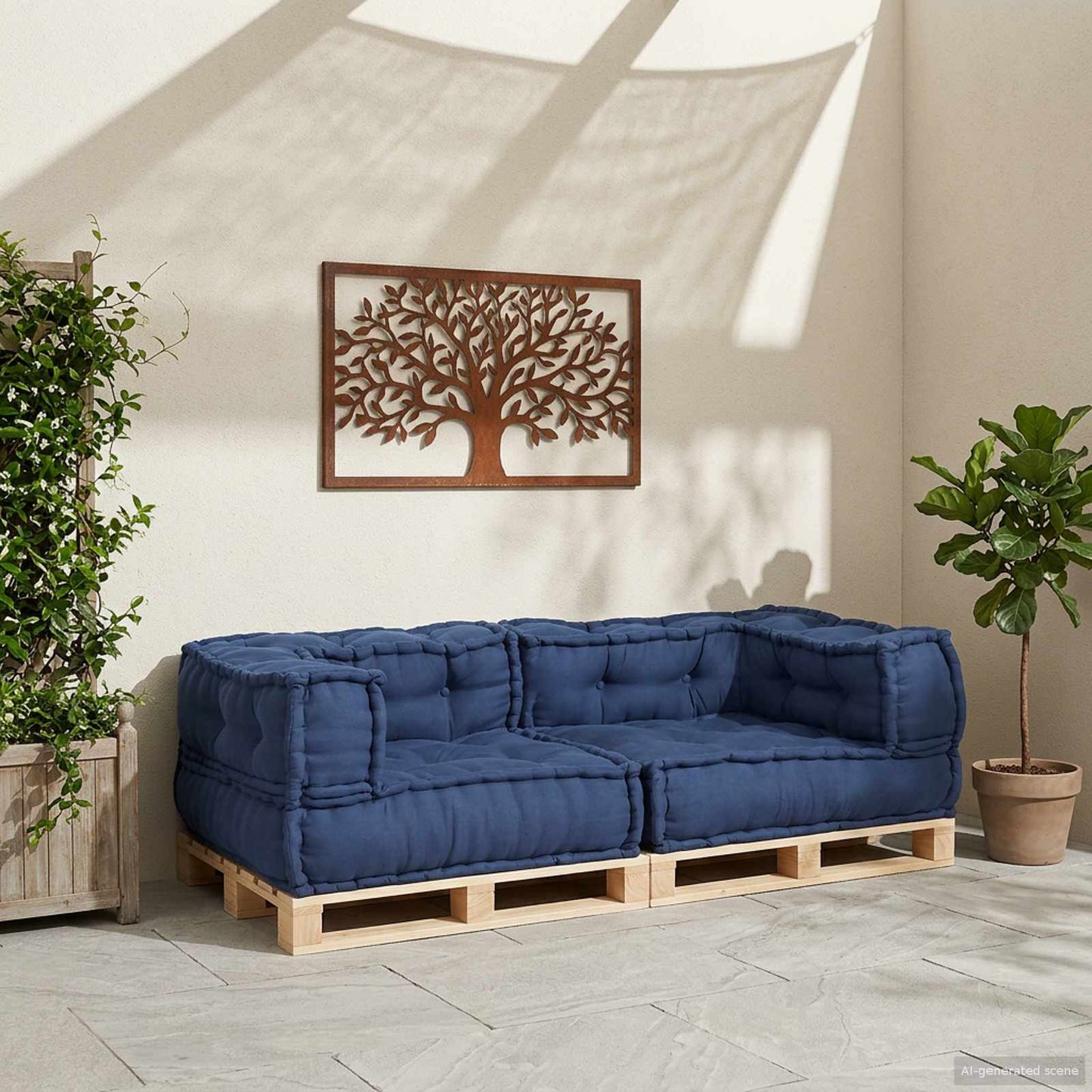 vidaXL Μονάδα Μοντέρνου Καναπέ 3 pcs Ινδικο 140 x 70 x 36 εκ Ύφασμα