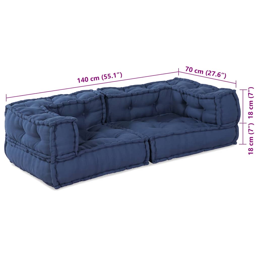 vidaXL Αρθρωτός Καναπές 3 pcs Ινδικο 140 x 70 x 36 εκ ύφασμα