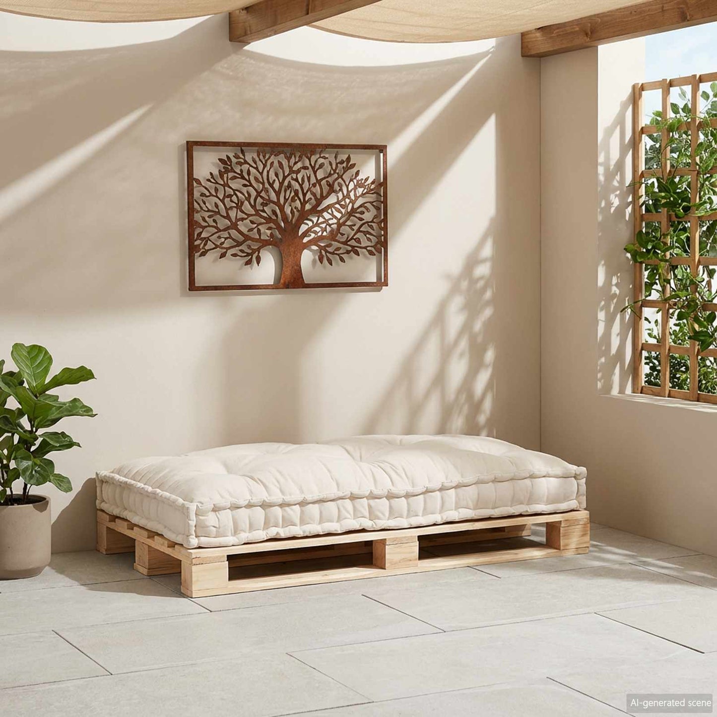 vidaXL Μαξιλάρι για καναπέ παλέτας Κρεμ 120 x 80 x 12 cm Ύφασμα