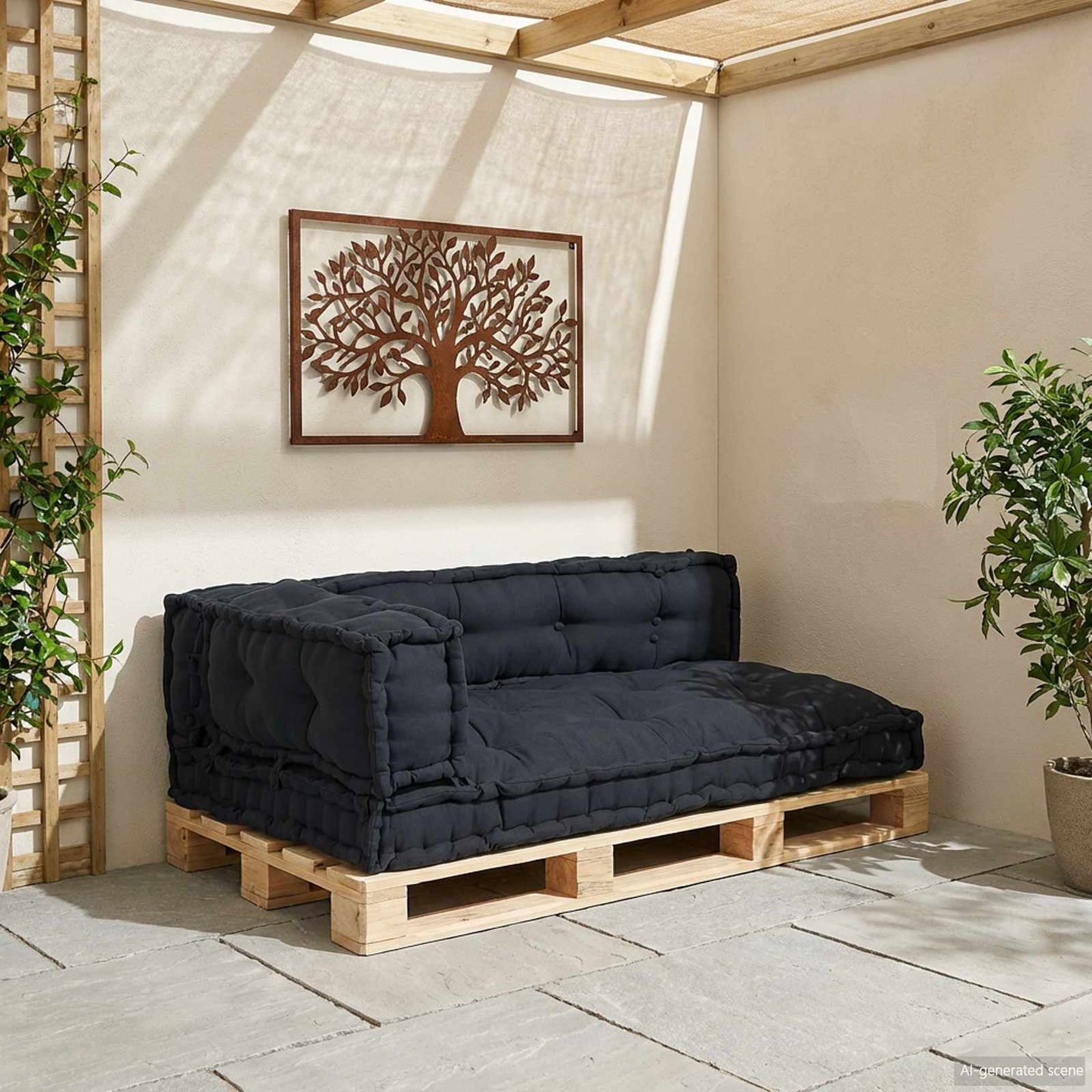 vidaXL Μαξιλάρι για καναπέ παλέτας 3 pcs Ύφασμα Ανθρακί