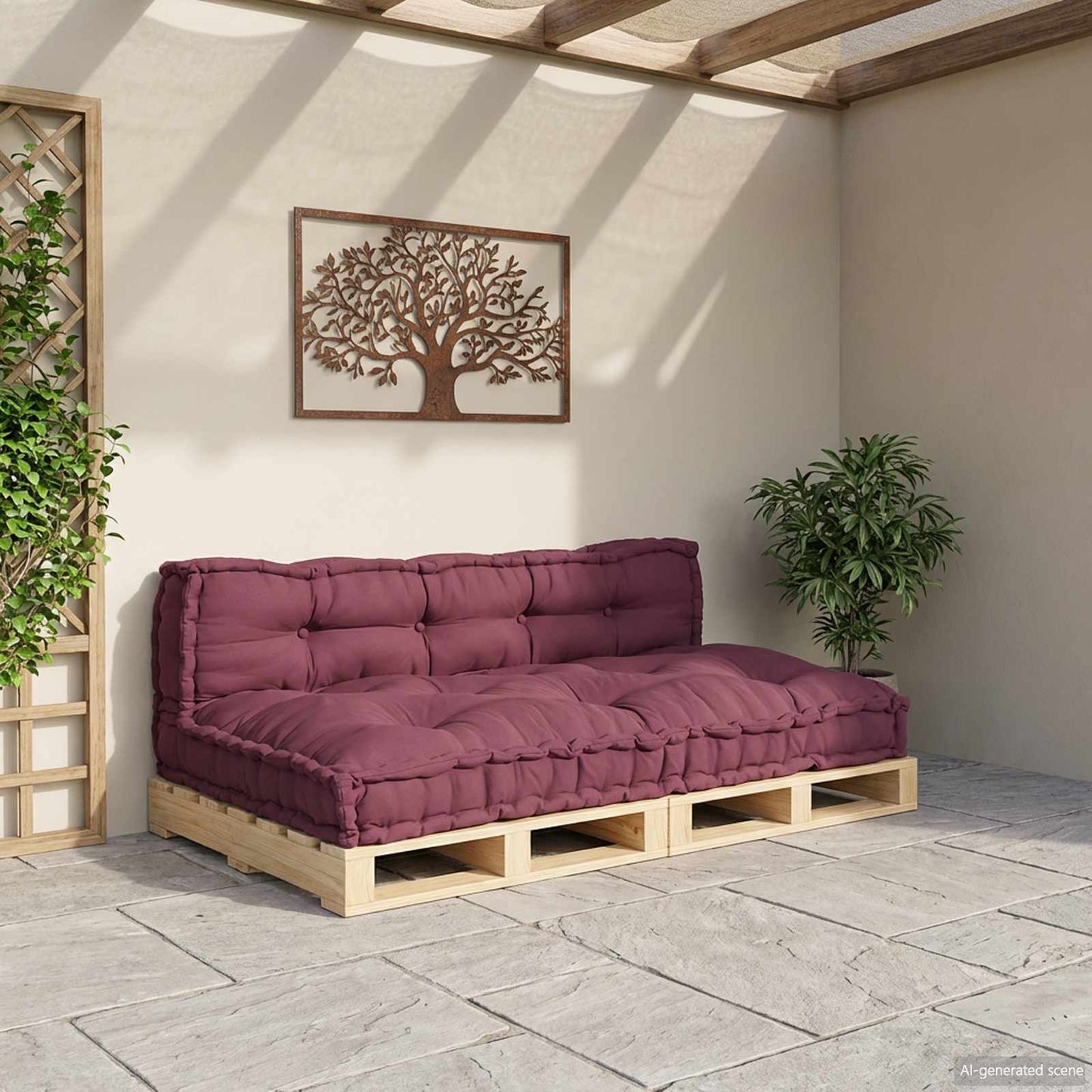 vidaXL Μαξιλάρι για καναπέ παλέτας 2 pcs Καφετί 120 x 80 x 38 εκ.