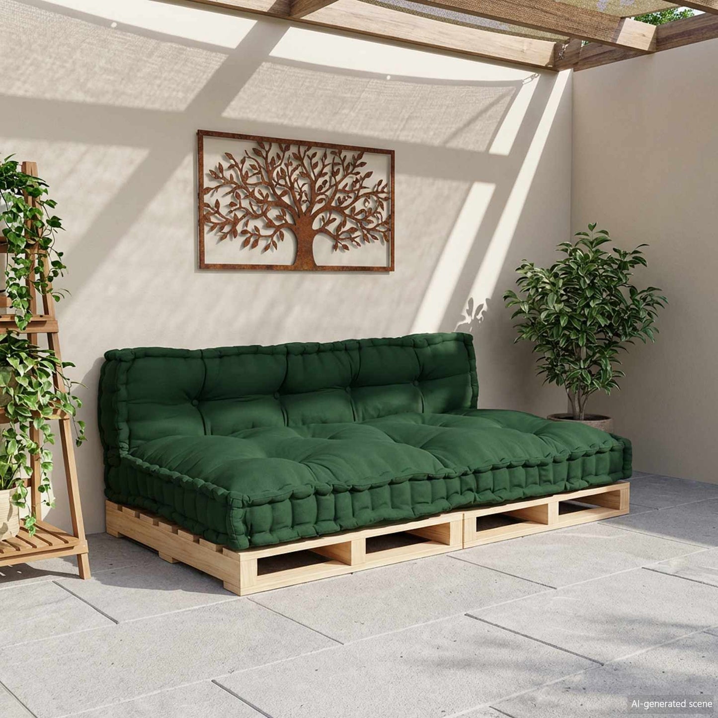 vidaXL Μαξιλάρι για καναπέ παλέτας 2 pcs Πράσινο 120 x 80 x 38 εκ.