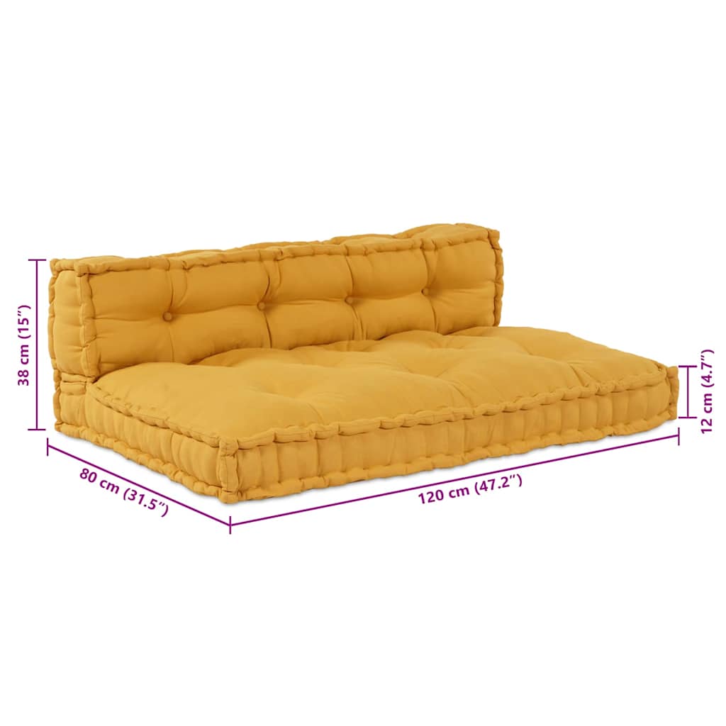 vidaXL Μαξιλάρι για καναπέ παλέτας 2 pcs Ύφασμα Κίτρινο