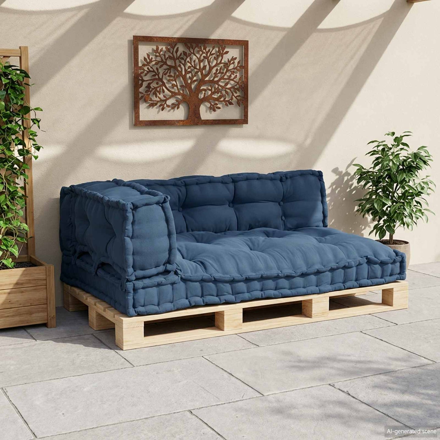 vidaXL Μαξιλάρι για καναπέ παλέτας 3 pcs Ινδικο 120 x 80 x 38 εκ.