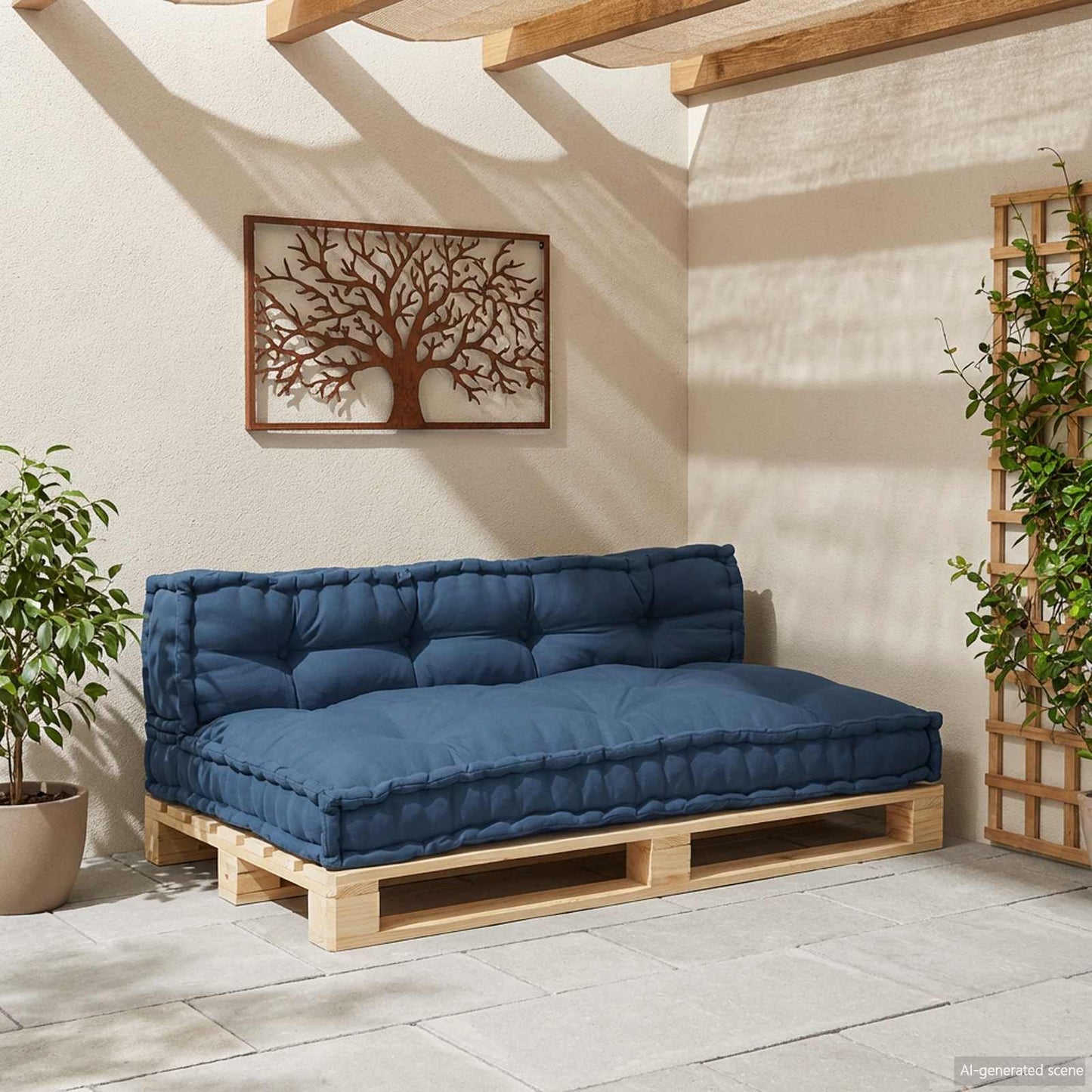 vidaXL Μαξιλάρι για καναπέ παλέτας 2 pcs Ύφασμα Ινδικο