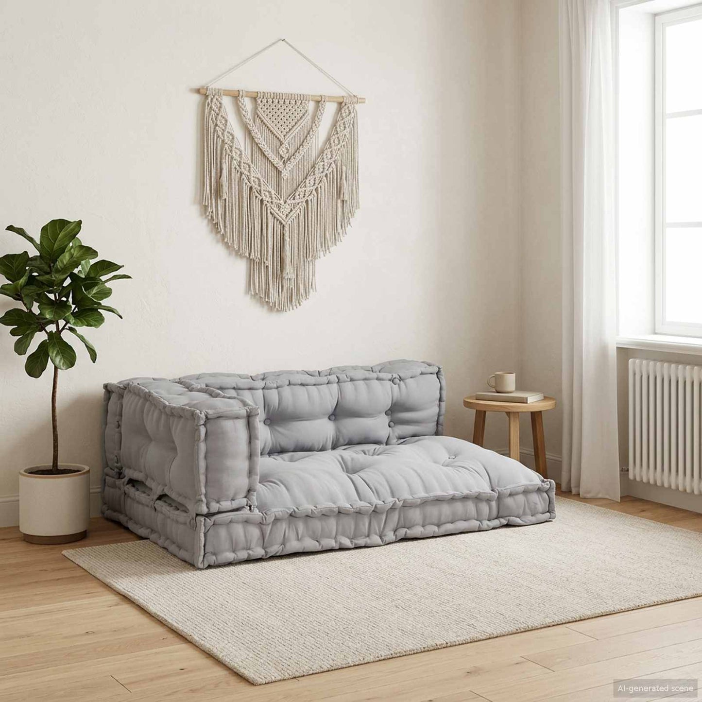 vidaXL Μαξιλάρι για καναπέ παλέτας 3 pcs Γκρι 120 x 80 x 38 εκ. Ύφασμα