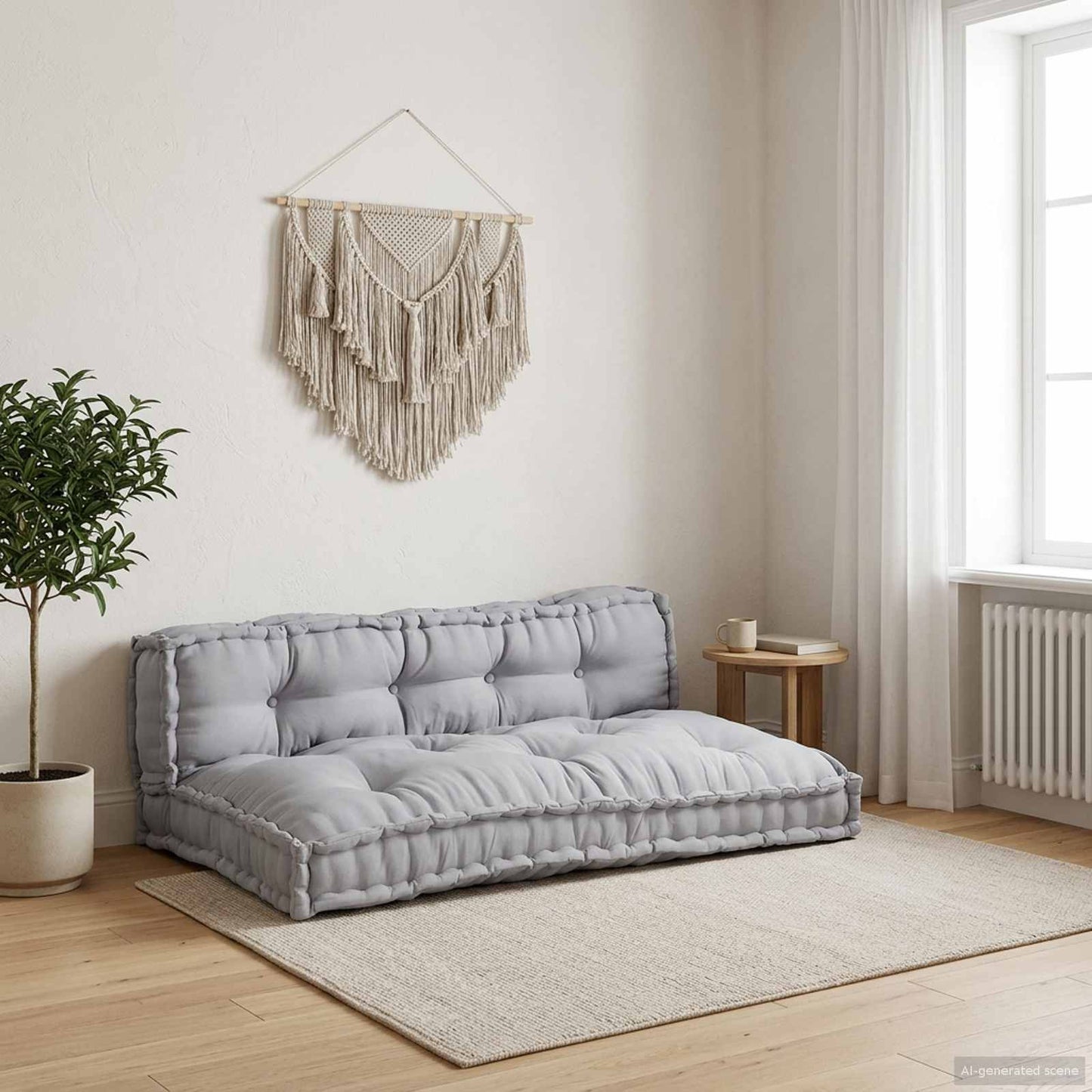 vidaXL Μαξιλάρι για καναπέ παλέτας 2 pcs Ύφασμα Γκρι 120 x 80 x 38 εκ.