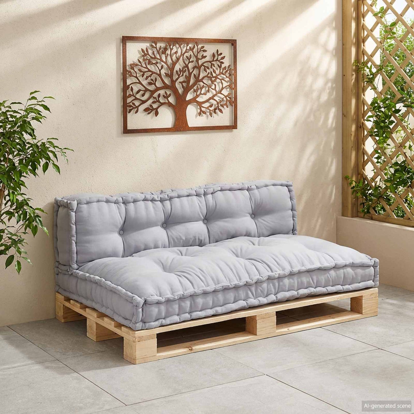 vidaXL Μαξιλάρι για καναπέ παλέτας 2 pcs Ύφασμα Γκρι 120 x 80 x 38 εκ.