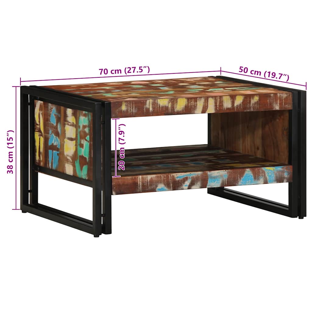 vidaXL Τραπεζάκι σαλονιού πολύχρωμο 70x50x38cm Ξύλο μασίφ αναγεννημένο