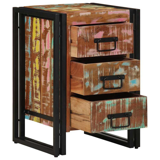 vidaXL Κομοδίνο Πολύχρωμο 40 x 35 x 50 εκ. Μασίφ ανακυκλωμένο ξύλο