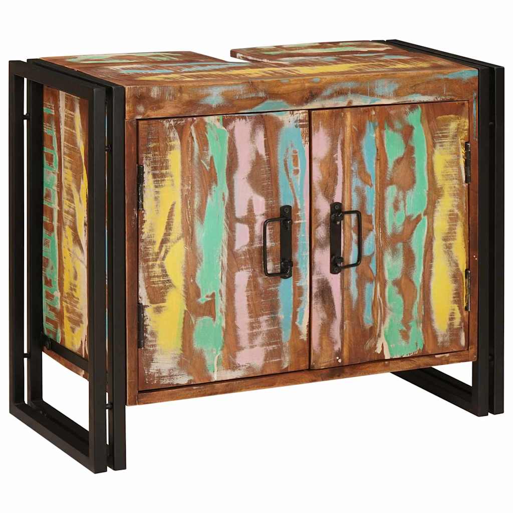 vidaXL Ντουλάπι νιπτήρα μπάνιου Μασίφ ανακυκλωμένο ξύλο και Σίδερο