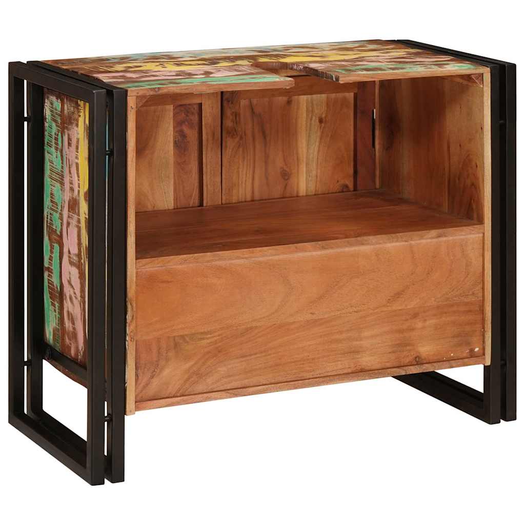 vidaXL Ντουλάπι νιπτήρα μπάνιου Μασίφ ανακυκλωμένο ξύλο και Σίδερο