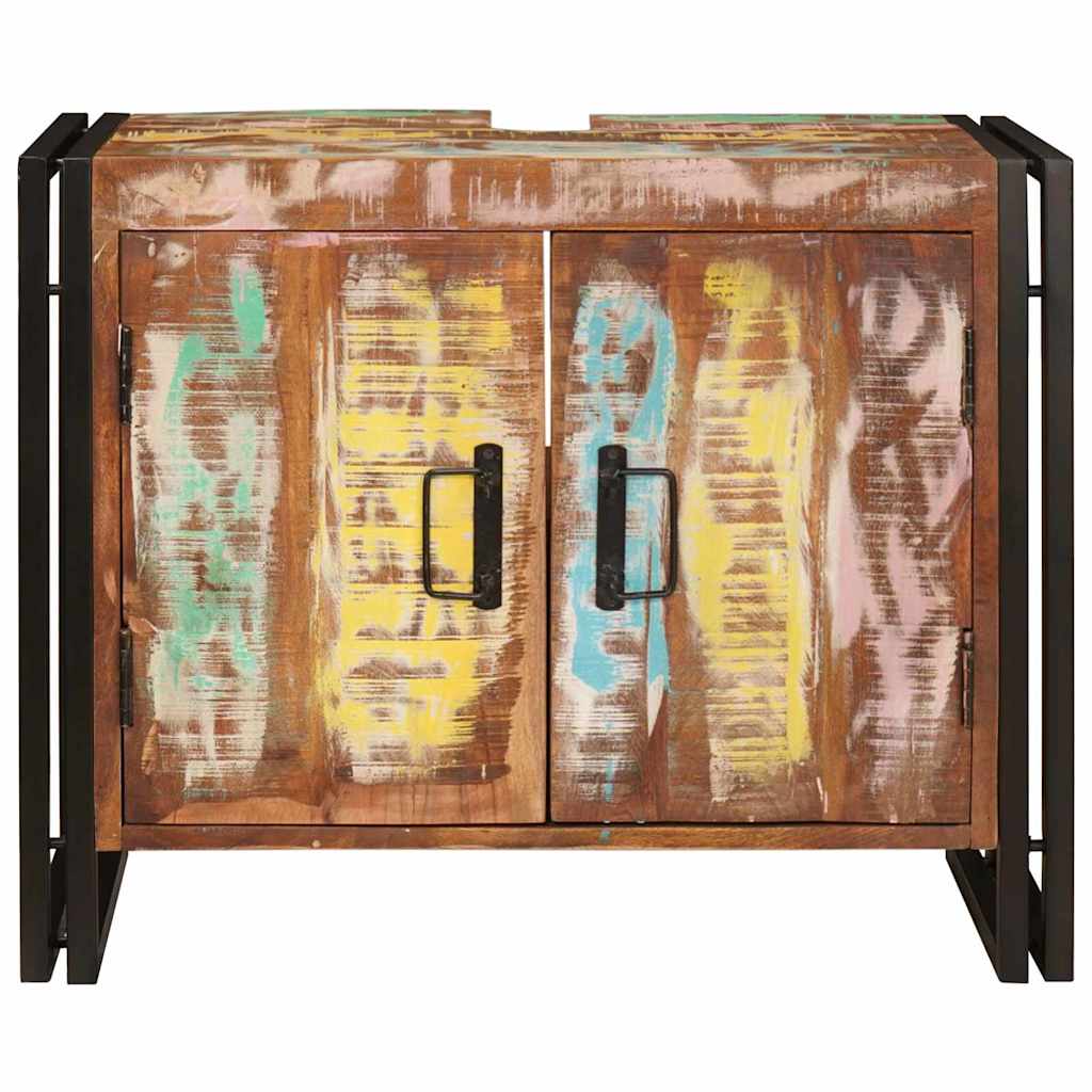 vidaXL Ντουλάπι νιπτήρα μπάνιου Μασίφ ανακυκλωμένο ξύλο και Σίδερο