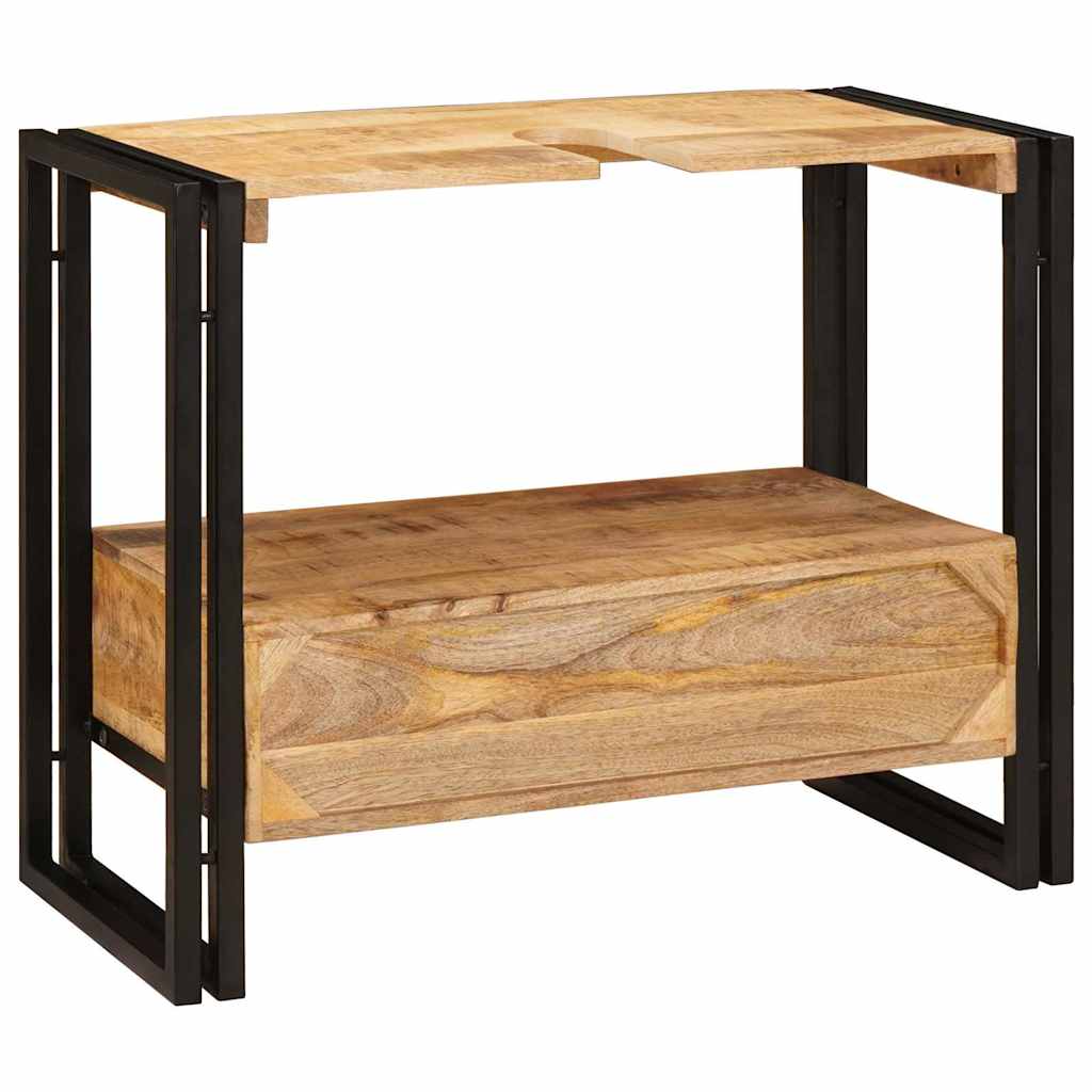 vidaXL Ντουλάπι νιπτήρα μπάνιου με ράφι Μασίφ ξύλο μάνγκο και Σίδερο