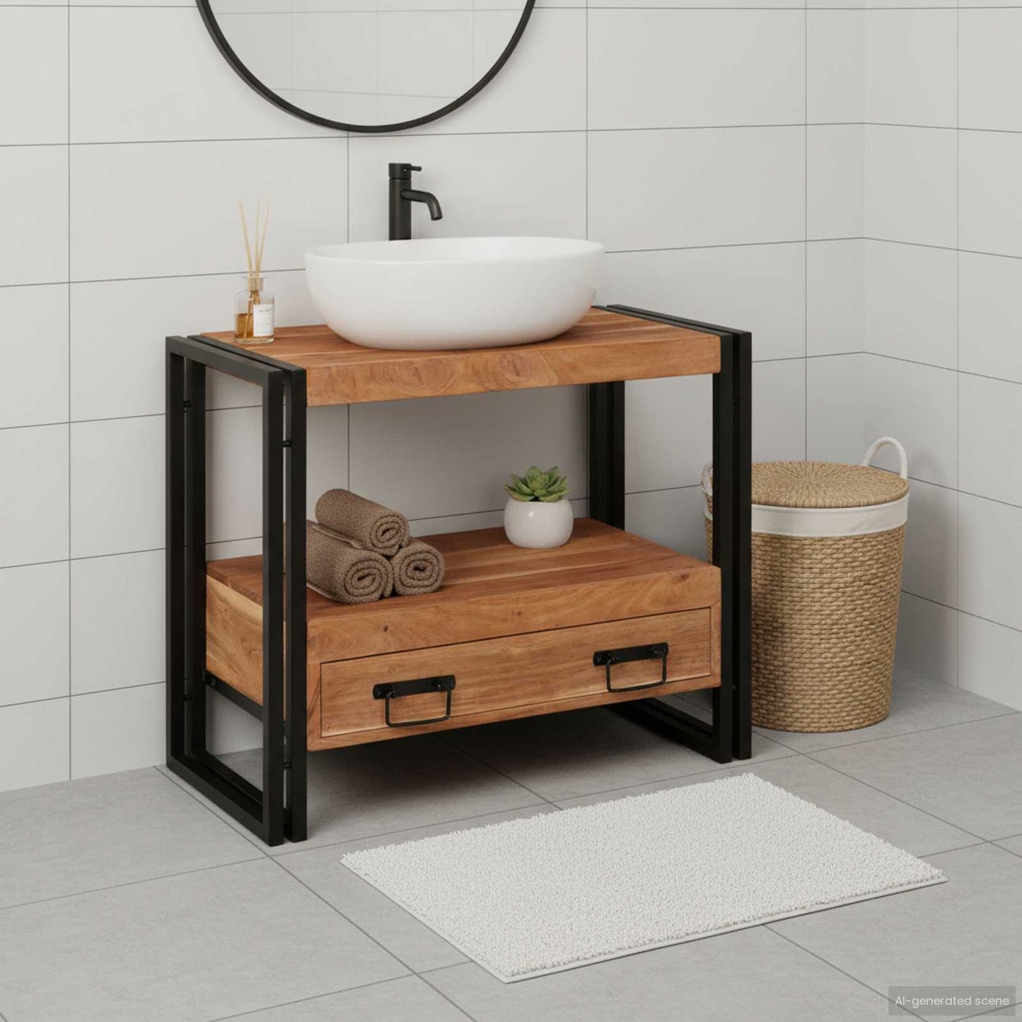 vidaXL Ντουλάπι νιπτήρα Καφέ 71 x 33 x 58 εκ. Στερεό Ξύλο Ακακίας