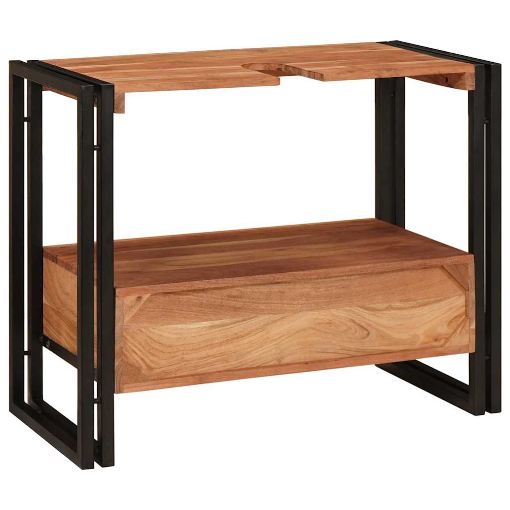 vidaXL Ντουλάπι νιπτήρα μπάνιου με ράφι Μασίφ ξύλο ακακίας και σίδερο