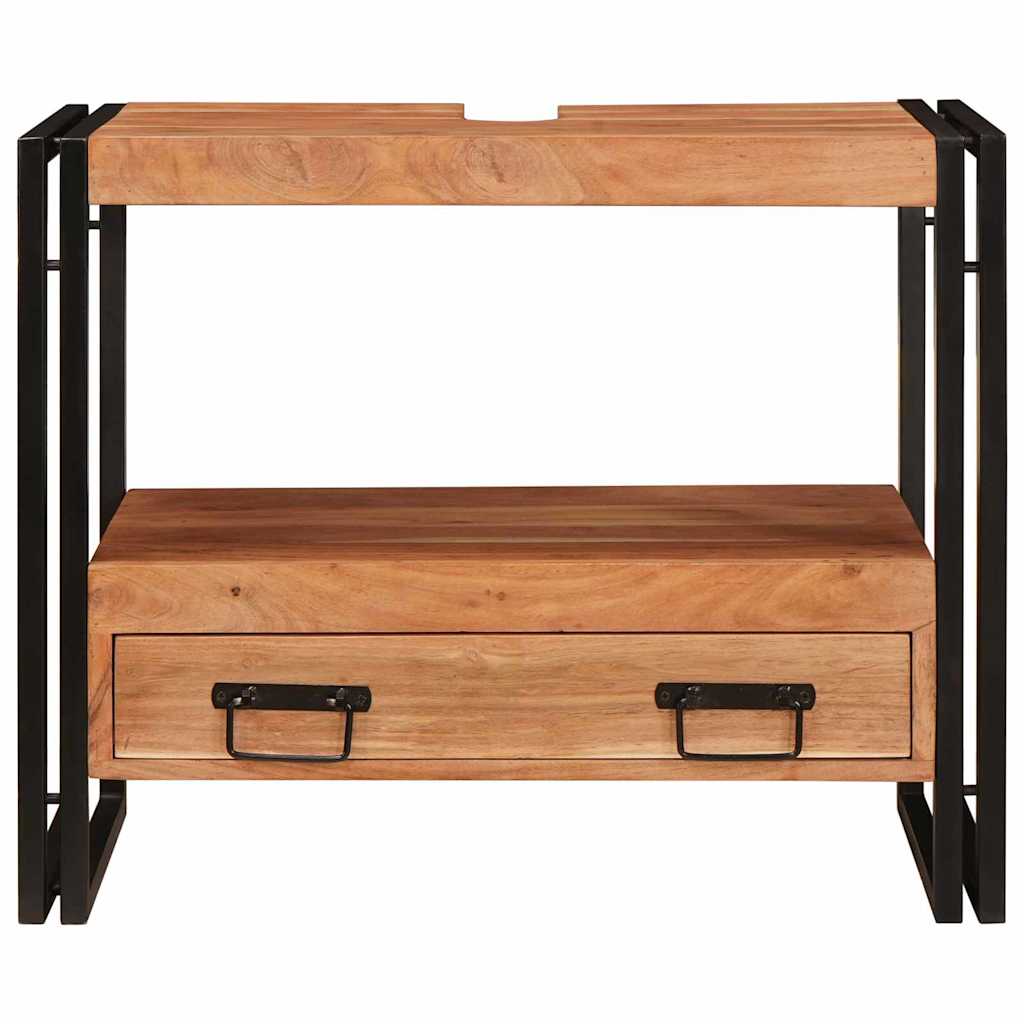 vidaXL Ντουλάπι νιπτήρα μπάνιου με ράφι Μασίφ ξύλο ακακίας και σίδερο