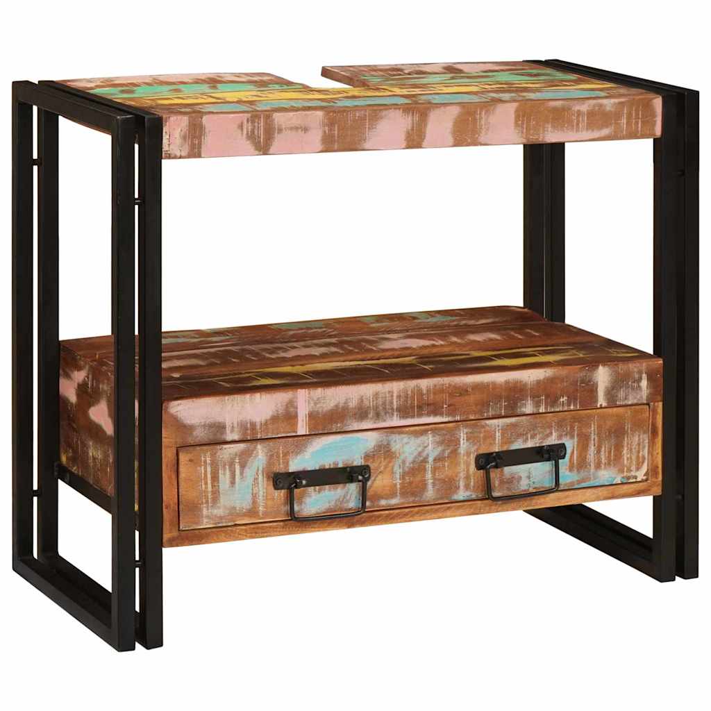 vidaXL Ντουλάπι νιπτήρα μπάνιου Μασίφ ανακυκλωμένο ξύλο και Σίδερο