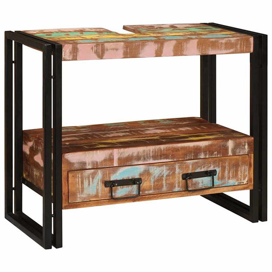 vidaXL Ντουλάπι νιπτήρα μπάνιου Μασίφ ανακυκλωμένο ξύλο και Σίδερο