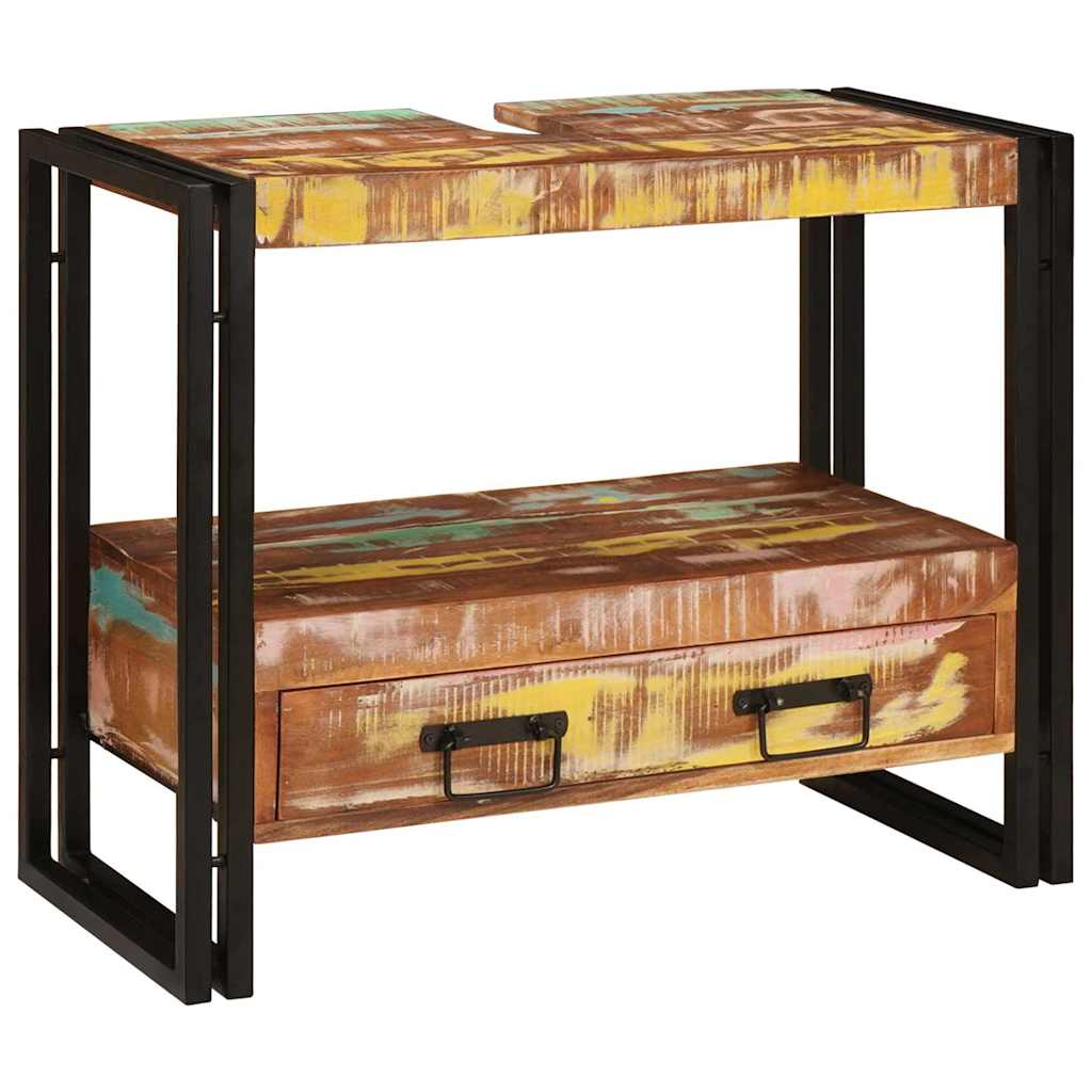 vidaXL Ντουλάπι νιπτήρα μπάνιου Μασίφ ανακυκλωμένο ξύλο και Σίδερο