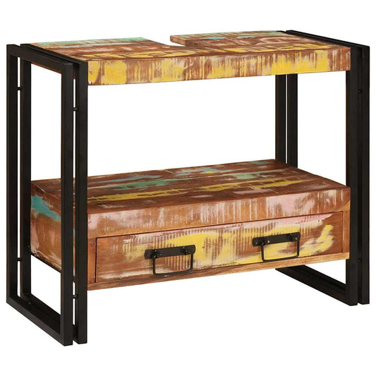 vidaXL Ντουλάπι νιπτήρα μπάνιου Μασίφ ανακυκλωμένο ξύλο και Σίδερο