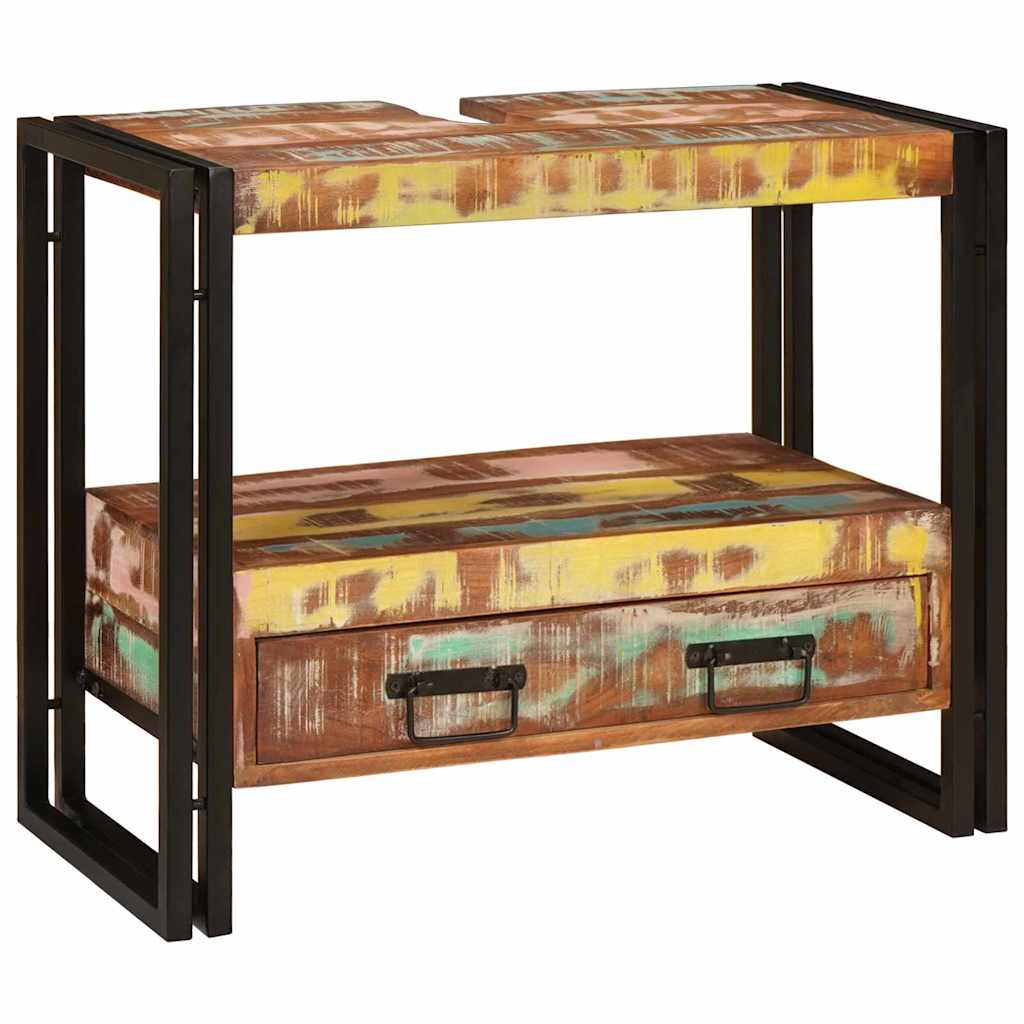 vidaXL Ντουλάπι νιπτήρα μπάνιου Μασίφ ανακυκλωμένο ξύλο και Σίδερο