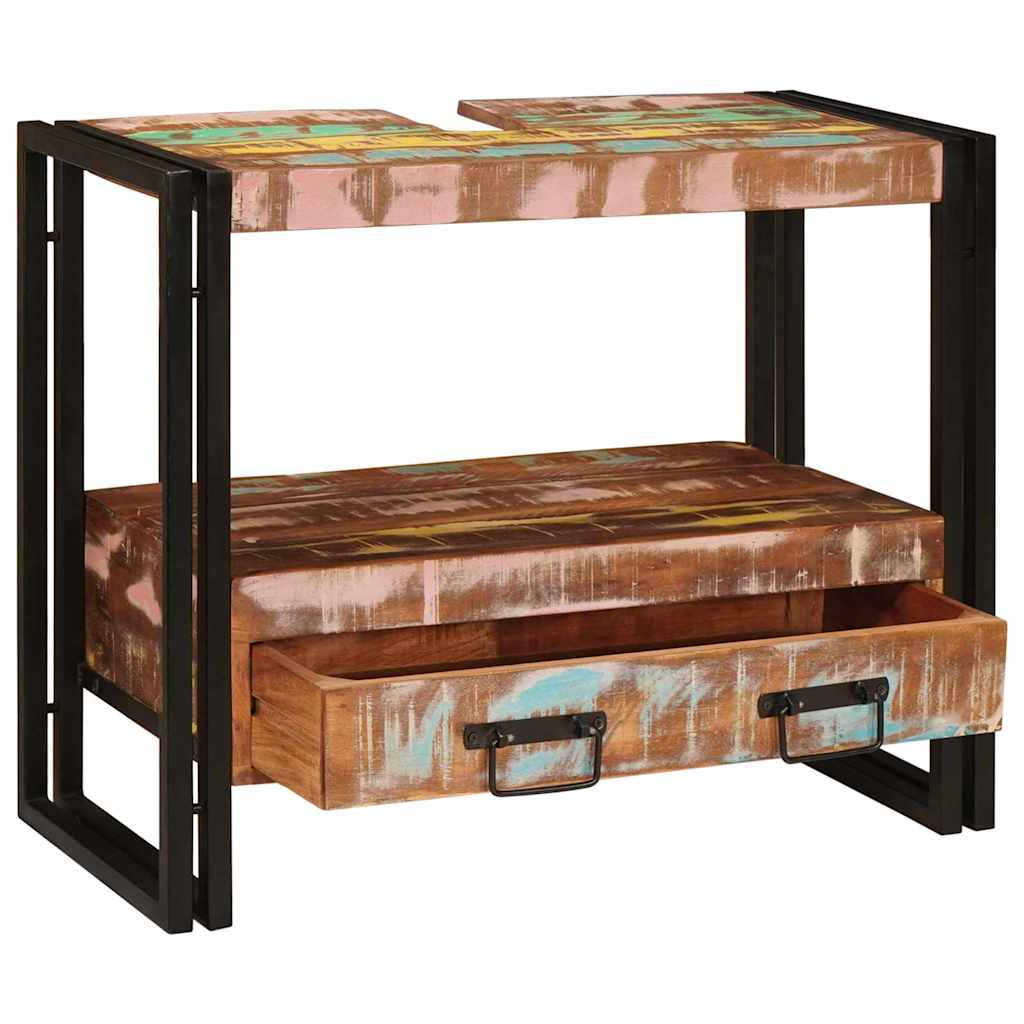 vidaXL Ντουλάπι νιπτήρα μπάνιου Μασίφ ανακυκλωμένο ξύλο και Σίδερο