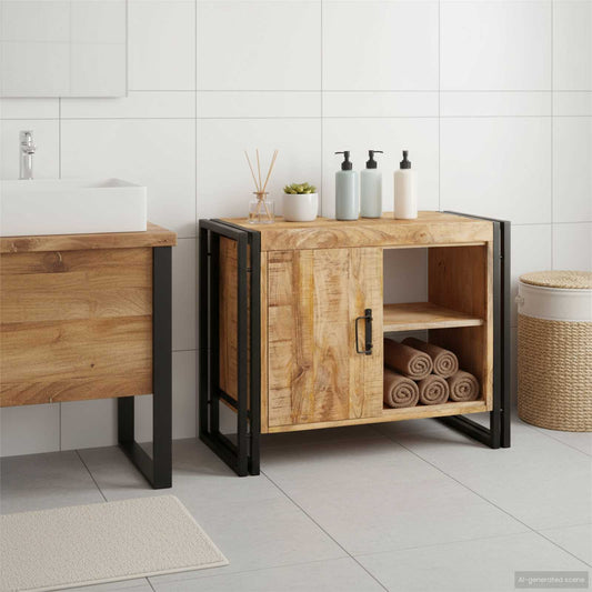 vidaXL Ντουλάπι νιπτήρα Καφέ 71 x 33 x 58 εκ. Στερεό ξύλο μάνγκο
