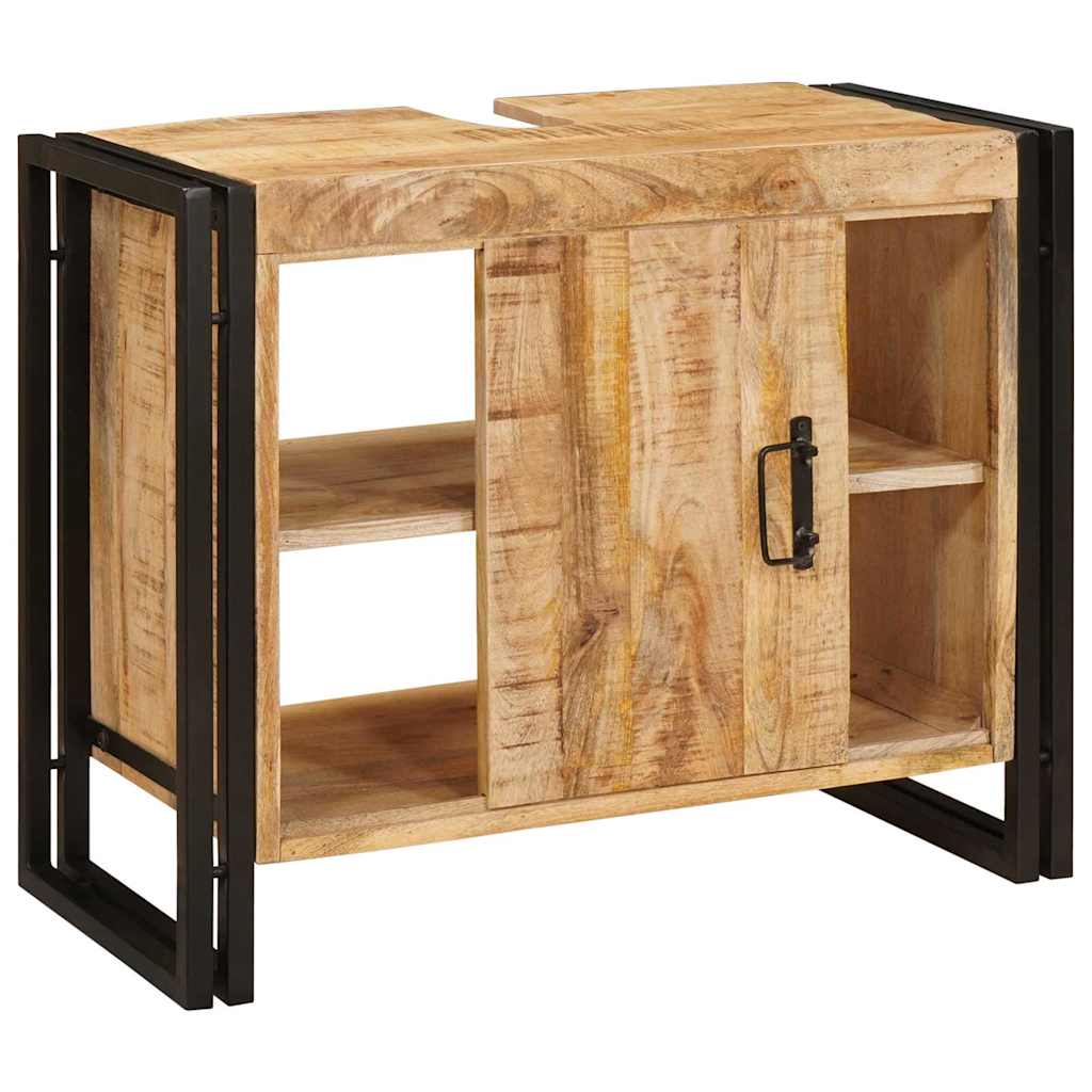 vidaXL Ντουλάπι νιπτήρα μπάνιου με πόρτα Μασίφ ξύλο μάνγκο και Σίδερο