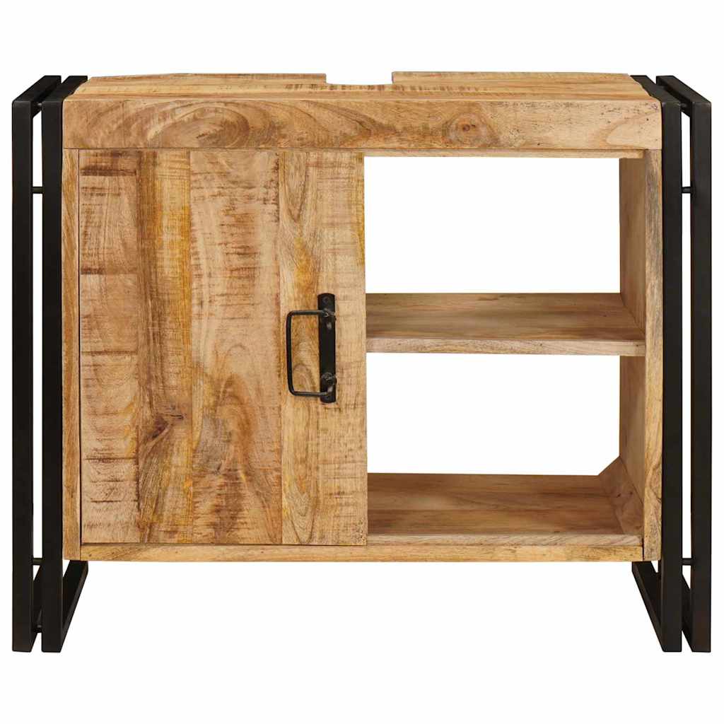 vidaXL Ντουλάπι νιπτήρα μπάνιου με πόρτα Μασίφ ξύλο μάνγκο και Σίδερο