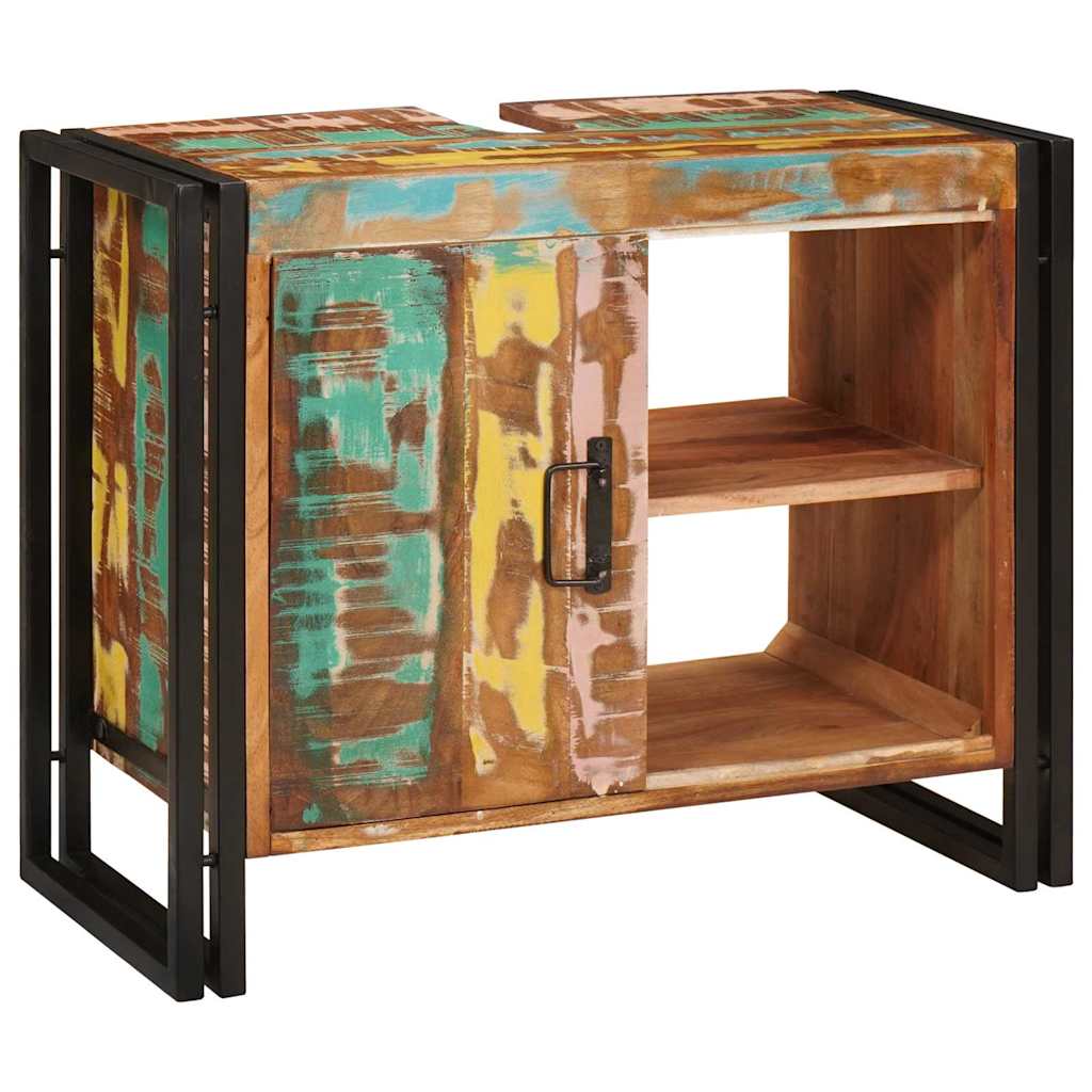 vidaXL Ντουλάπι νιπτήρα μπάνιου Μασίφ ανακυκλωμένο ξύλο και Σίδερο