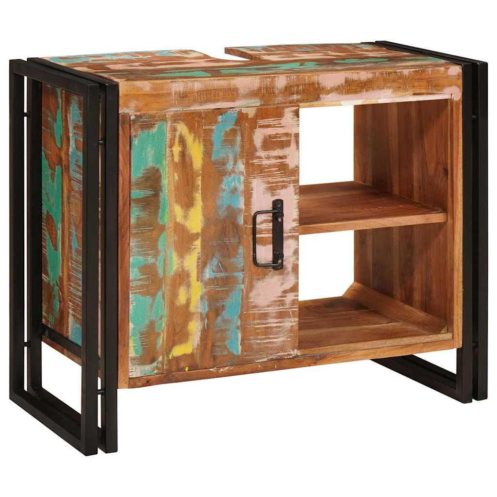 vidaXL Ντουλάπι νιπτήρα μπάνιου Μασίφ ανακυκλωμένο ξύλο και Σίδερο