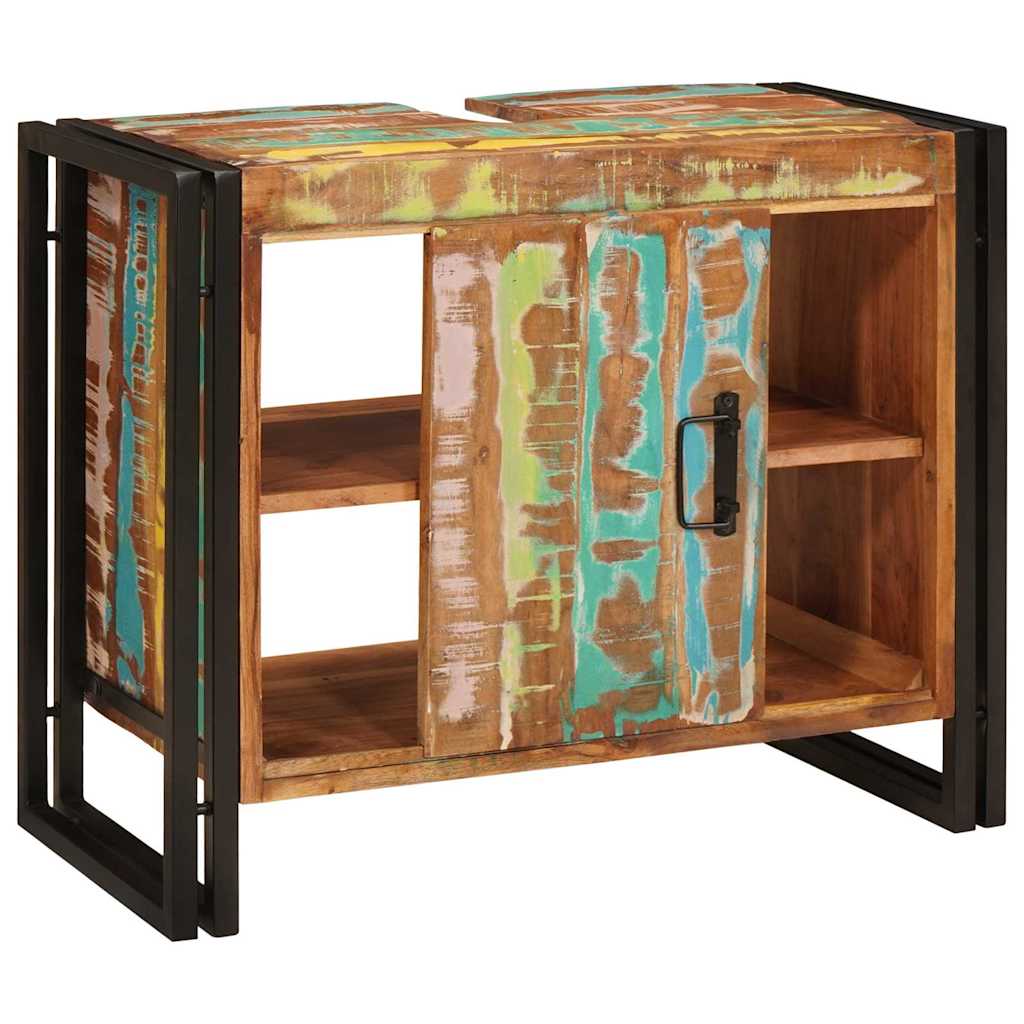 vidaXL Ντουλάπι νιπτήρα μπάνιου Μασίφ ανακυκλωμένο ξύλο και Σίδερο