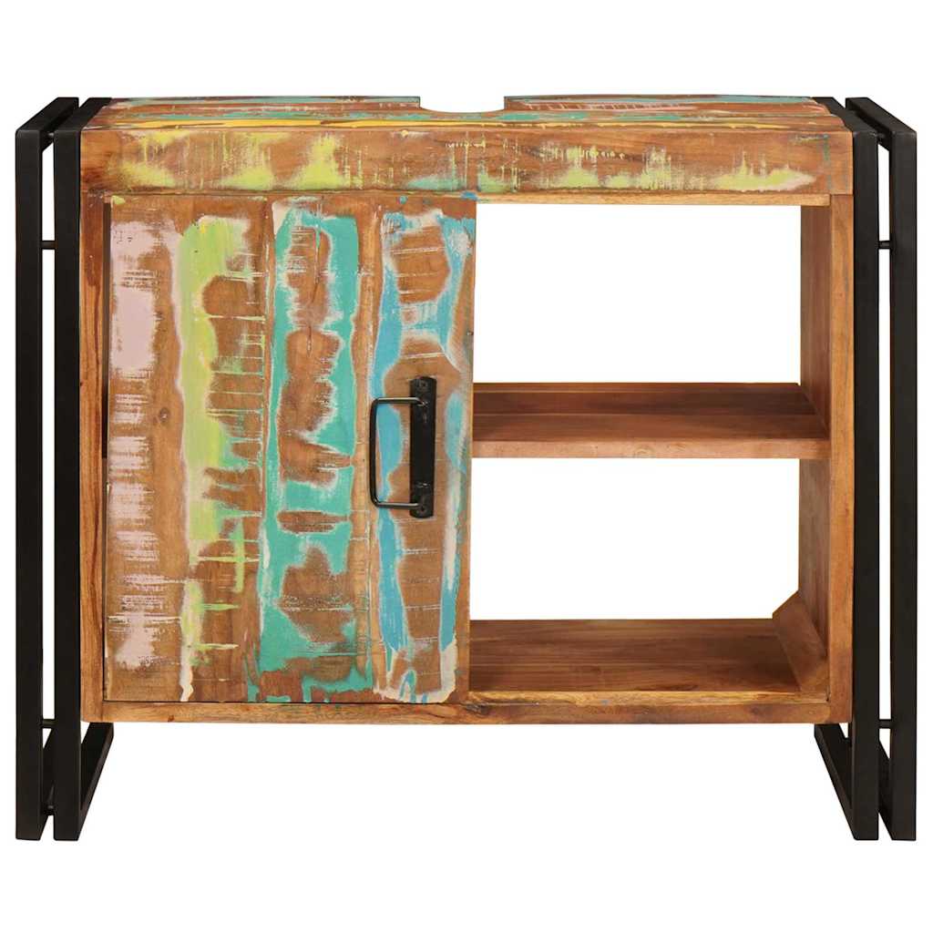 vidaXL Ντουλάπι νιπτήρα μπάνιου Μασίφ ανακυκλωμένο ξύλο και Σίδερο